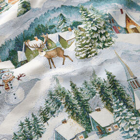 Decostof Gobelin Winterlandschap – ivoor/licht turkoois, 