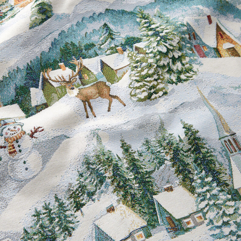 Decostof Gobelin Winterlandschap – ivoor/licht turkoois, image number 2