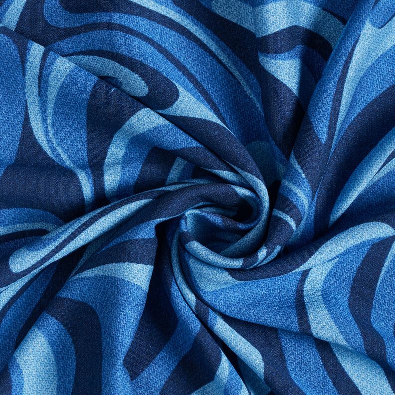 Viscose crêpe golven – marineblauw/koningsblauw,  image number 3