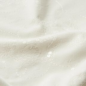 Fijne corduroy borduursels en paillettenbloemen – ecru, 