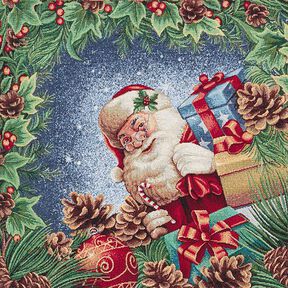 Panel Gobelin Kerstcadeau lurex – blauw/groen, 