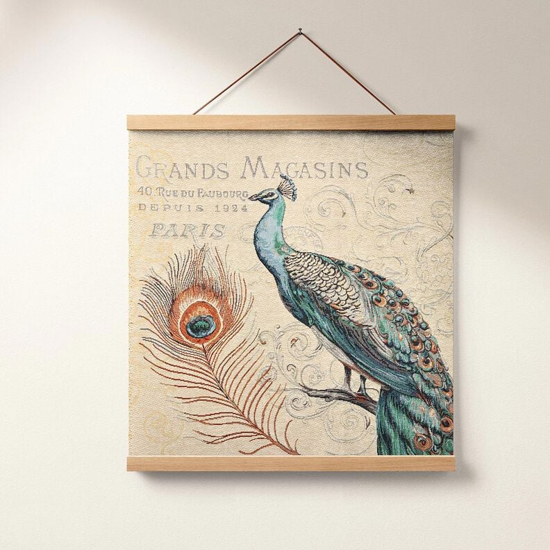 Decopaneel Gobelin Pauw &ndash; lichtbeige/blauw,  image number 5