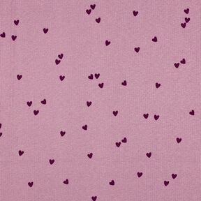 Ribjersey verspreide harten | Poppy Fabrics – pastelviolet/merlot, 