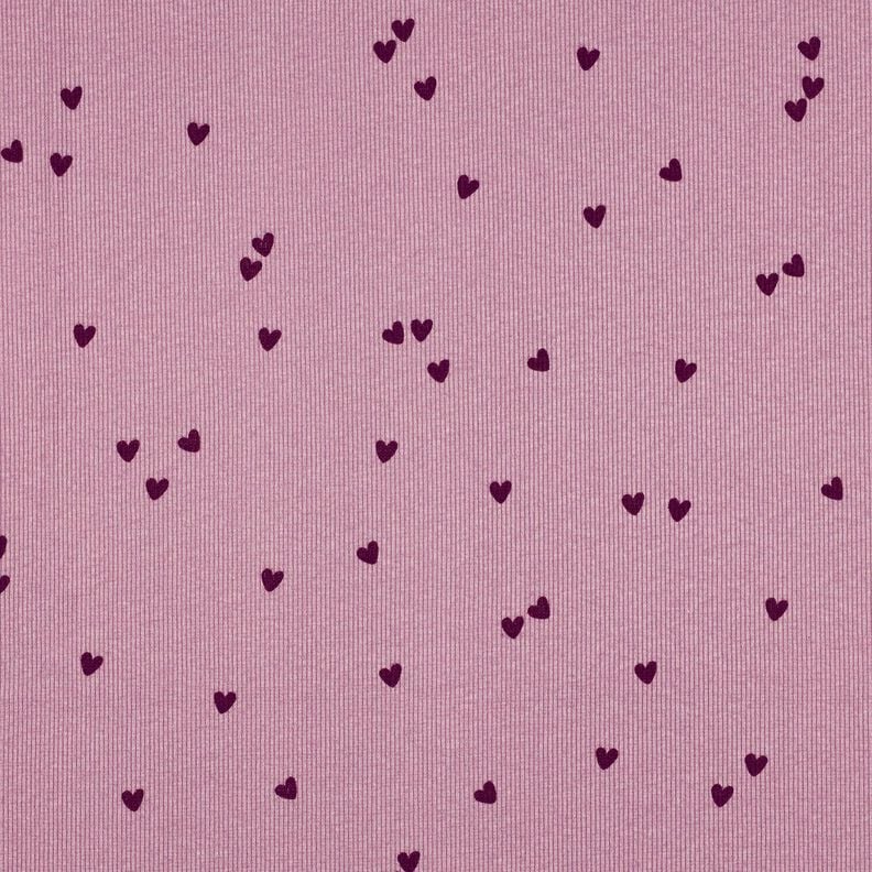 Ribjersey verspreide harten | Poppy Fabrics – pastelviolet/merlot,  image number 1