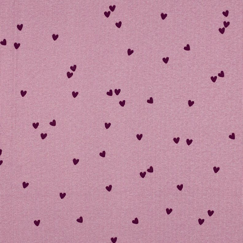 Ribjersey verspreide harten | Poppy Fabrics – pastelviolet/merlot, image number 1