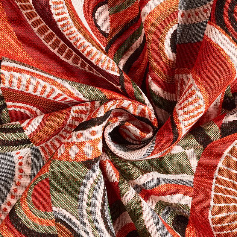 Decostof Gobelin abstracte halve cirkels – terracotta/groen, image number 3