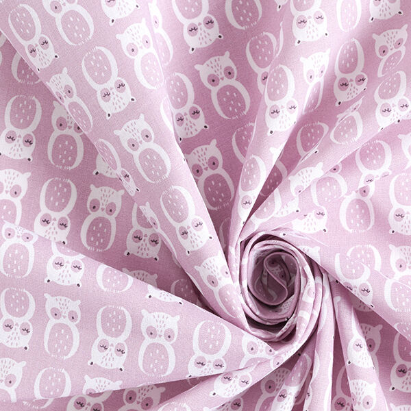 Cretonne Schattige uilen – pastelviolet, image number 3