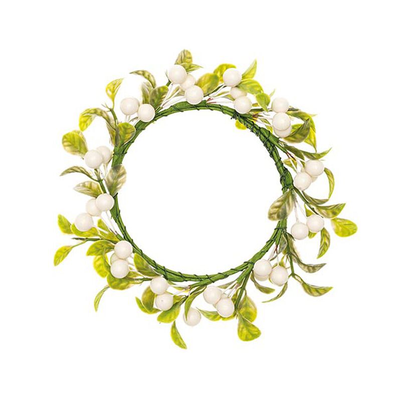 Deco bloemenkrans met bessen [Ø 9 cm/ 16 cm] – wit/groen,  image number 1