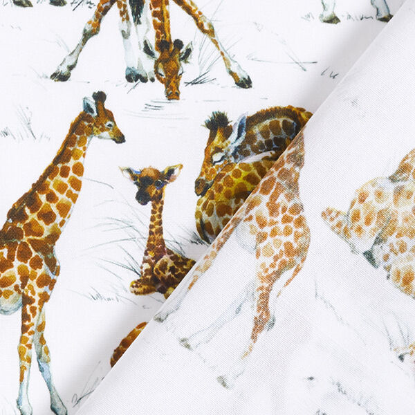 Katoenpopeline Digitaal printen Aquarel print giraffen | STENZO – wit, image number 4