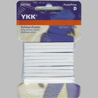 Smalle elastiek [3m] – wit | YKK, 