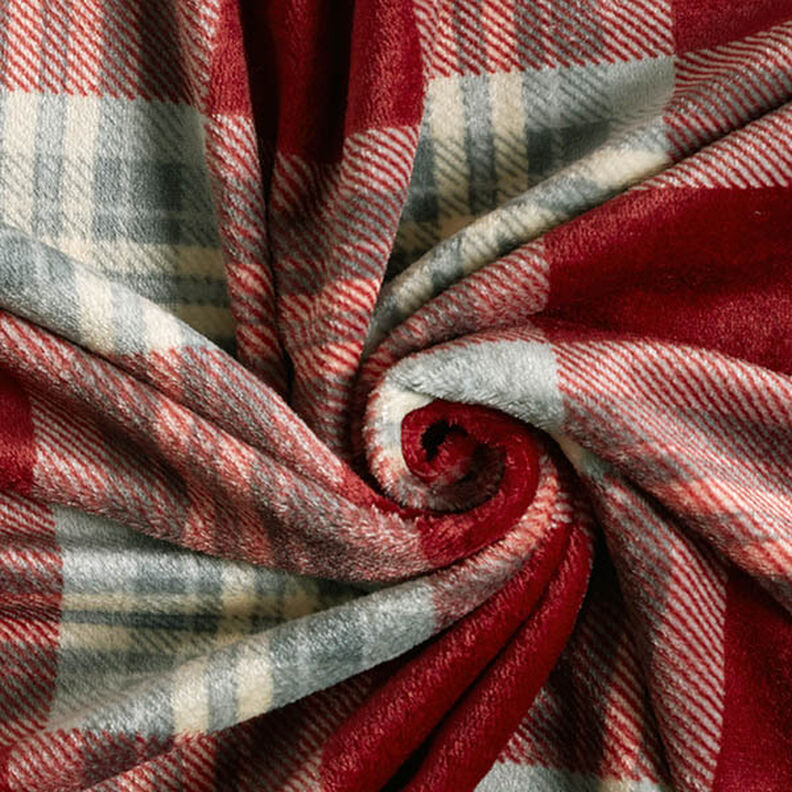 Gezellige fleece Ruit – karmijnrood/lichtgrijs, image number 3
