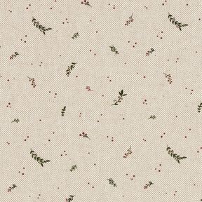 Decostof Half panama kleine winterbessen – natuur/karmijnrood, 