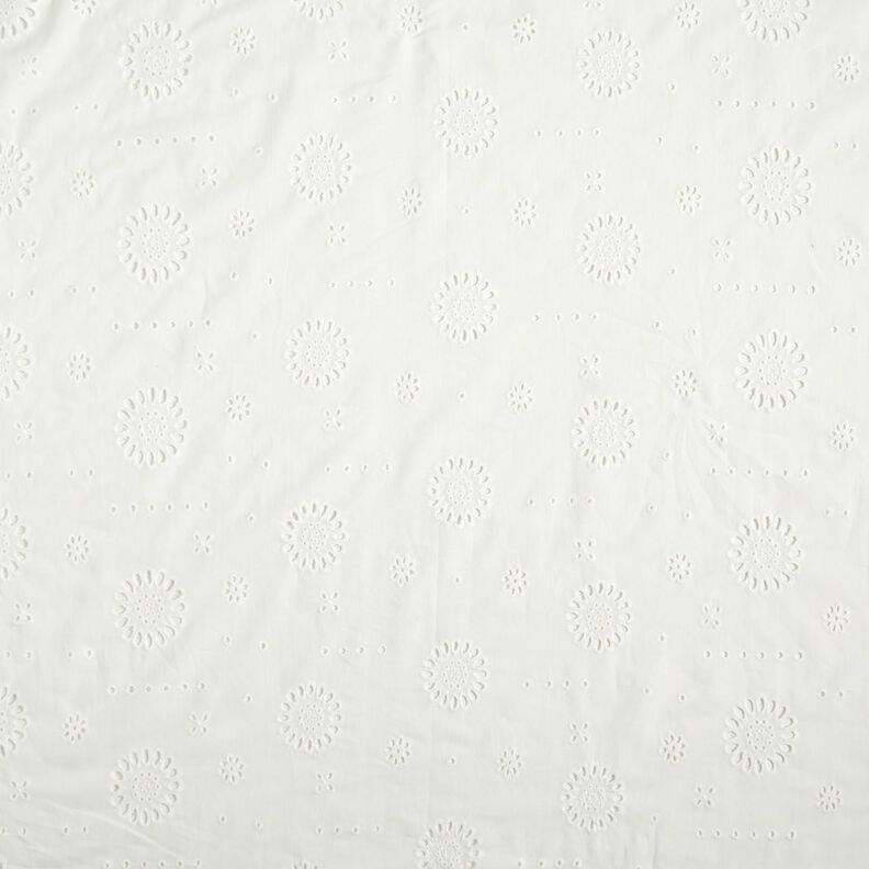 Katoenen stof los borduursel bloemen – wit,  image number 1