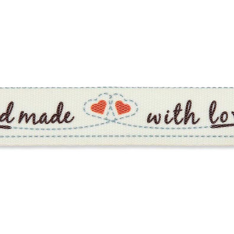 Band Handmade with Love [ 15 mm ] – ecru/rood,  image number 1