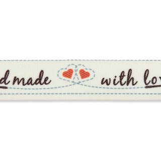 Band Handmade with Love [ 15 mm ] – ecru/signaalrood, 