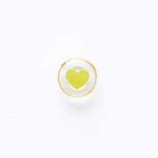 Hartvormige knoop met oogje met goudkleurige rand [ Ø 11 mm ] – geel/goud, 