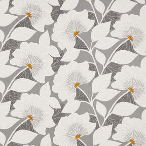 Decostof Half panama grote bloemen 280 cm – grijs, 