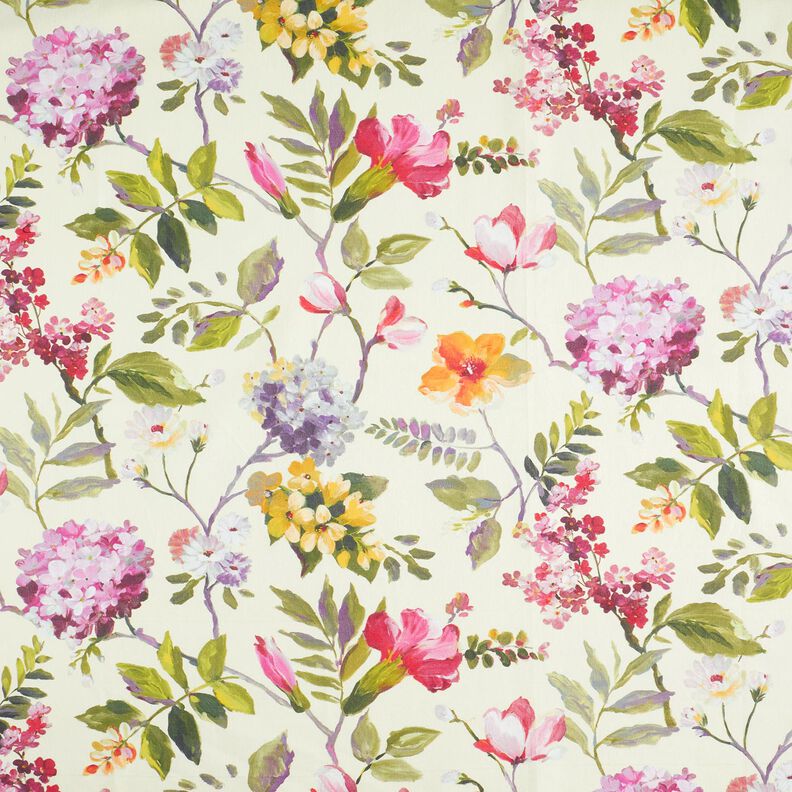Decostof Canvas Hortensia's – creme/licht bessen, image number 1