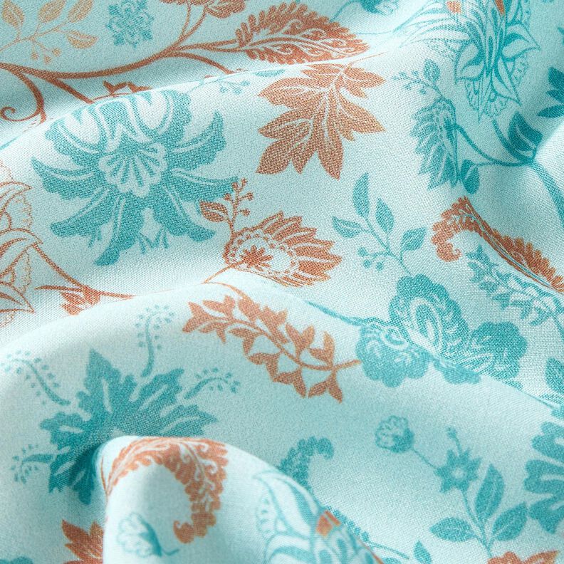 Viscose Voile Paisley bloemenrandontwerp – blauw, image number 6