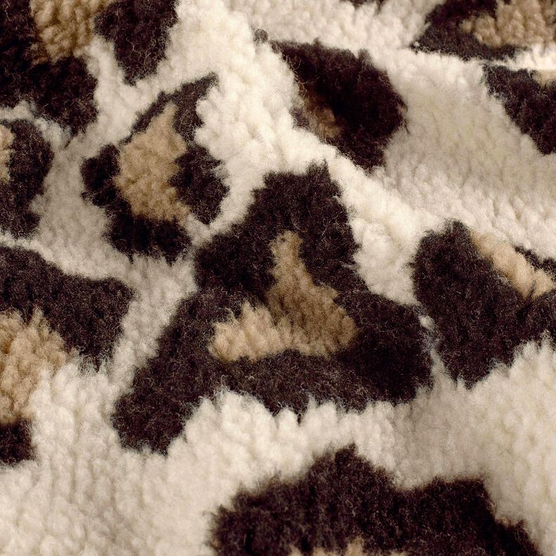 Sherpa teddybeer met luipaardprint – amandel/zwart,  image number 2