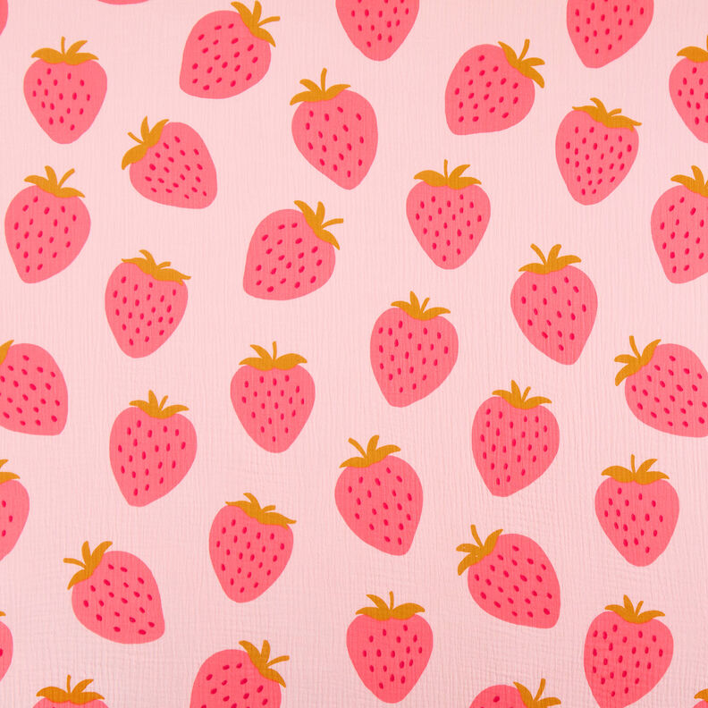 Mousseline/dubbel gehaakte stoffen Gigantische aardbei | by Poppy roos/pink,  image number 1