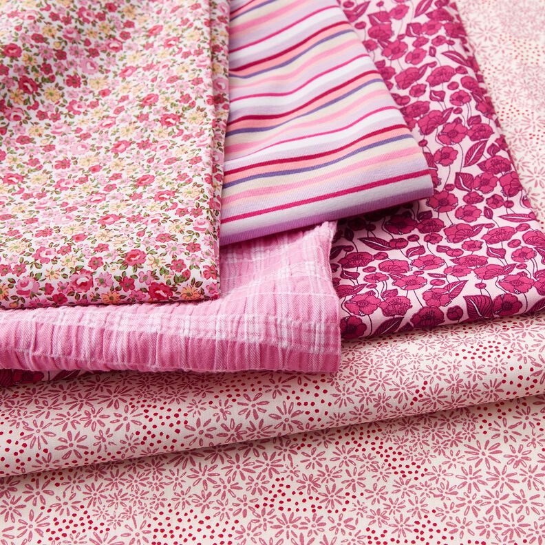 Seersucker gemengde strepen – roze/wit,  image number 5