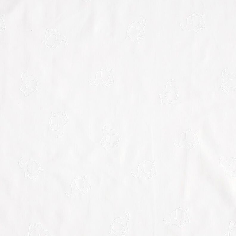 Katoensatijn Olifant borduurwerk – wit,  image number 1