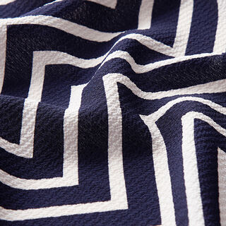 Crêpe stof zigzag – marineblauw/wit, 
