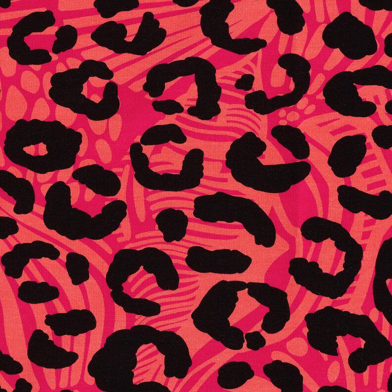 French Terry sommersweat Leeuw en bloemen – pink/oranje, image number 5