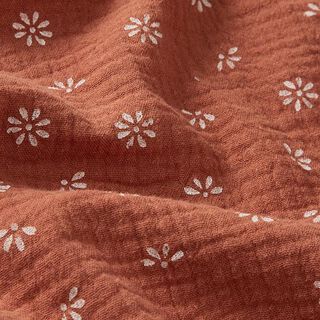 Mousseline/dubbel gehaakte stoffen Gestileerde madeliefjes – terracotta/wit, 