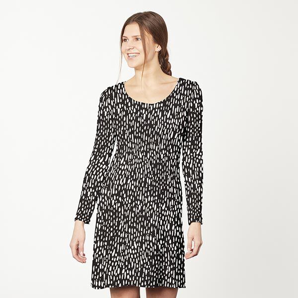 Viscose jersey druppels – zwart/wit, image number 6