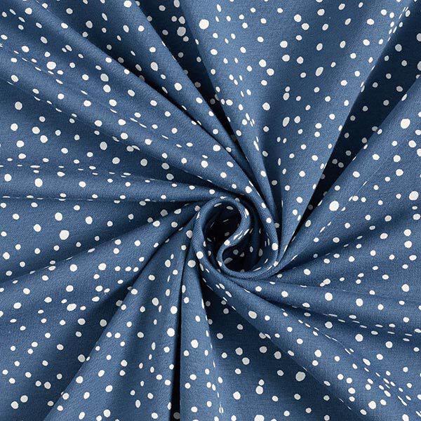 Katoenjersey onregelmatige punten – jeansblauw,  image number 3