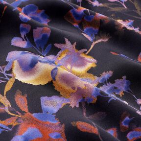 Viscosestof Cupro aquarelbloemen – zwart/blauwlila, 