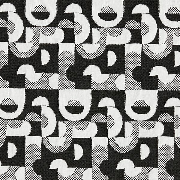 Jacquardjersey geometrische patronen en ruiten – zwart/wit,  image number 1
