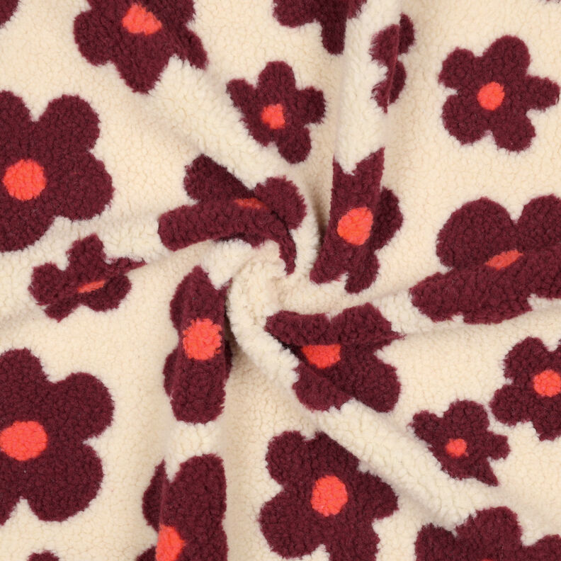 Teddy pluche Bloemen | Poppy Fabrics – cashew/bordeauxrood,  image number 4