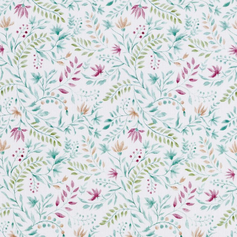 Katoenpopeline Bloemendroom Digitaal printen – wit/eucalyptus,  image number 1