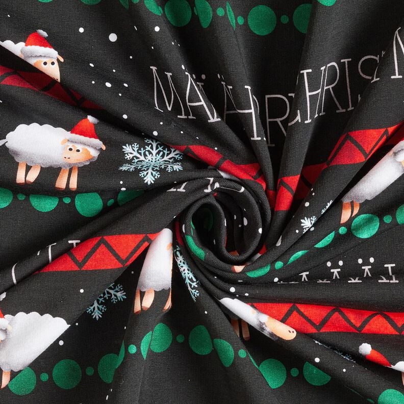 French Terry sommersweat Määährry Christmas | Glitzerpüppi – zwart/chili, image number 3