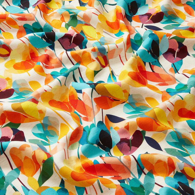 Viscose-linnen-mix gestileerde bloemen – ecru/oranje,  image number 2
