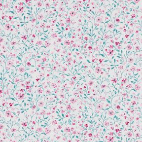 Katoenen stof Popeline delicate bloemen – pepermunt/pastelviolet, 
