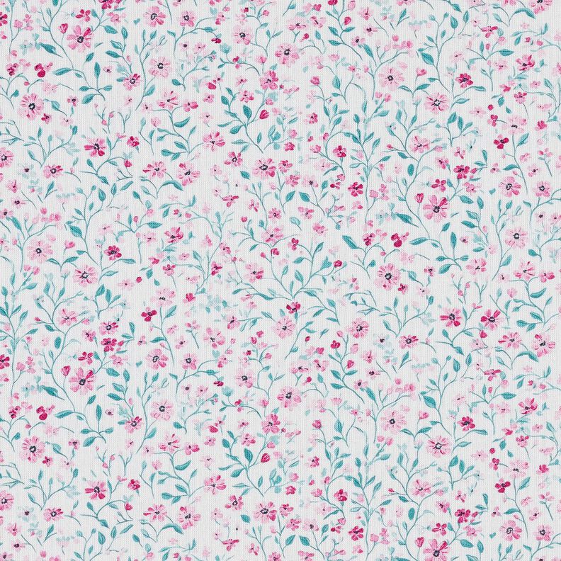 Katoenen stof Popeline delicate bloemen – pepermunt/pastelviolet,  image number 1