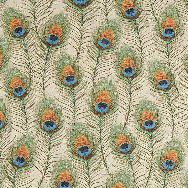 Decostof Half panama Pauwenveren – natuur/groen, image number 1