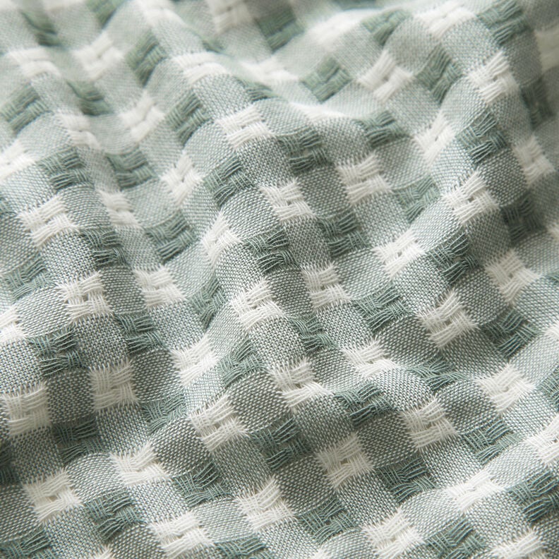Katoenen stof gestructureerde ruiten – wit/riet,  image number 2