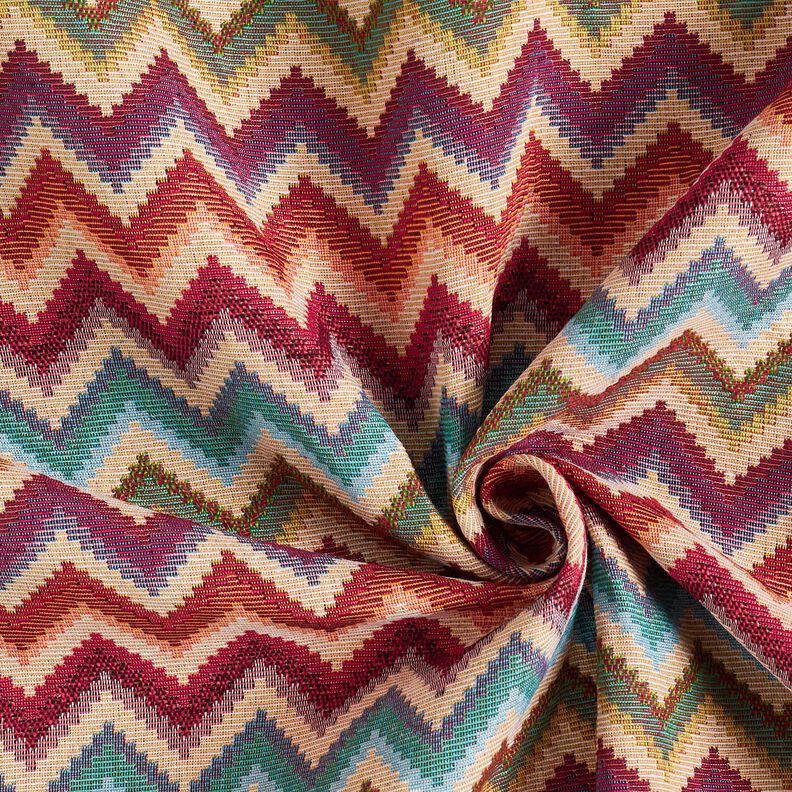 Decostof Gobelin Chevron – lichtbeige/karmijnrood,  image number 3