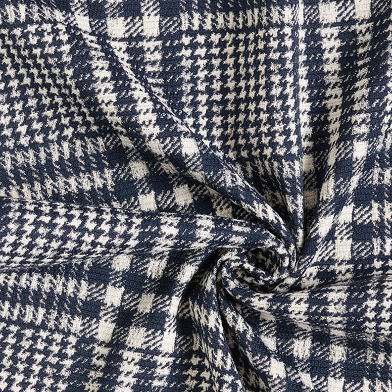Mantelstof doubleface ruit – marineblauw/wit, image number 3