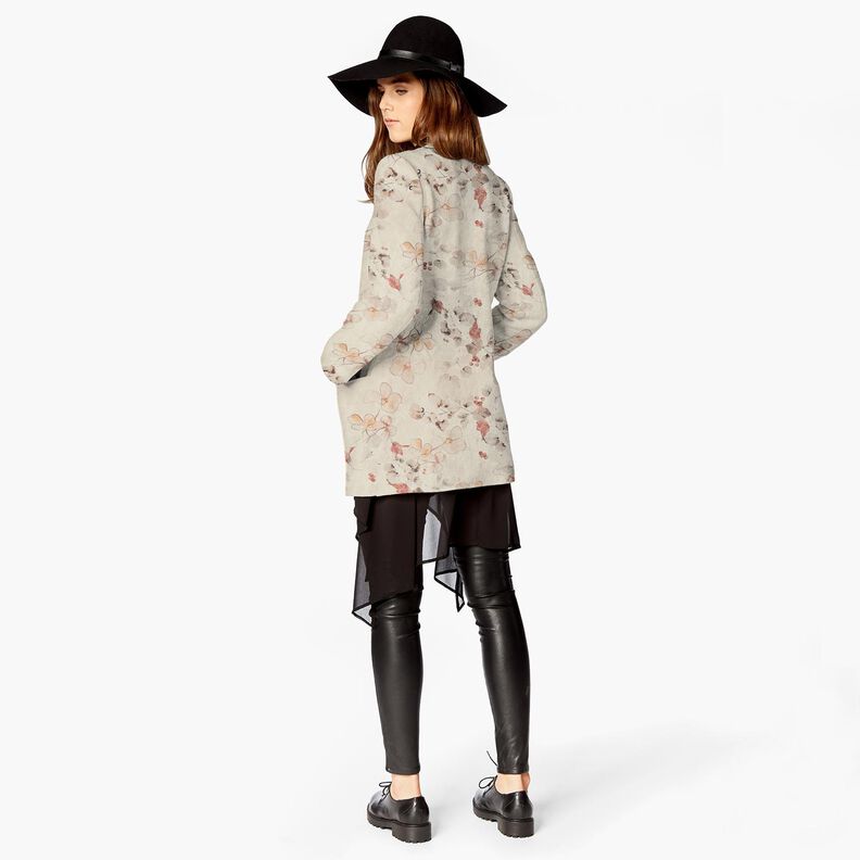 Stretchvelours met Sherpa-achterkant en delicate bloemen | Katia Fabrics – natuur, image number 8