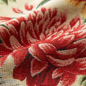 Decostof Gobelin grote bloemen – lichtbeige/rood, 