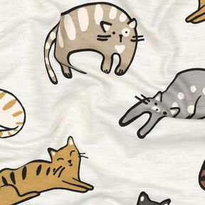 Katoenjersey Katten | Poppy Fabrics – natuur/bruin, 