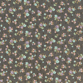 Crêpe chiffon Dobby & bloemen – zwart/lichtblauw, 