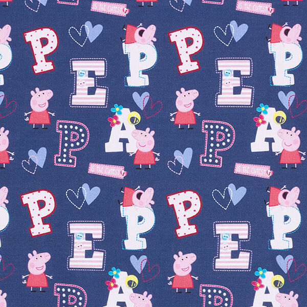 Cretonne Licentiestof Peppa Pig “Peppa” | ABC Ltd. – marineblauw,  image number 1