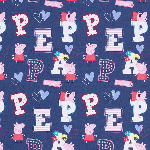 Cretonne Licentiestof Peppa Pig “Peppa” | ABC Ltd. – marineblauw, image number 1